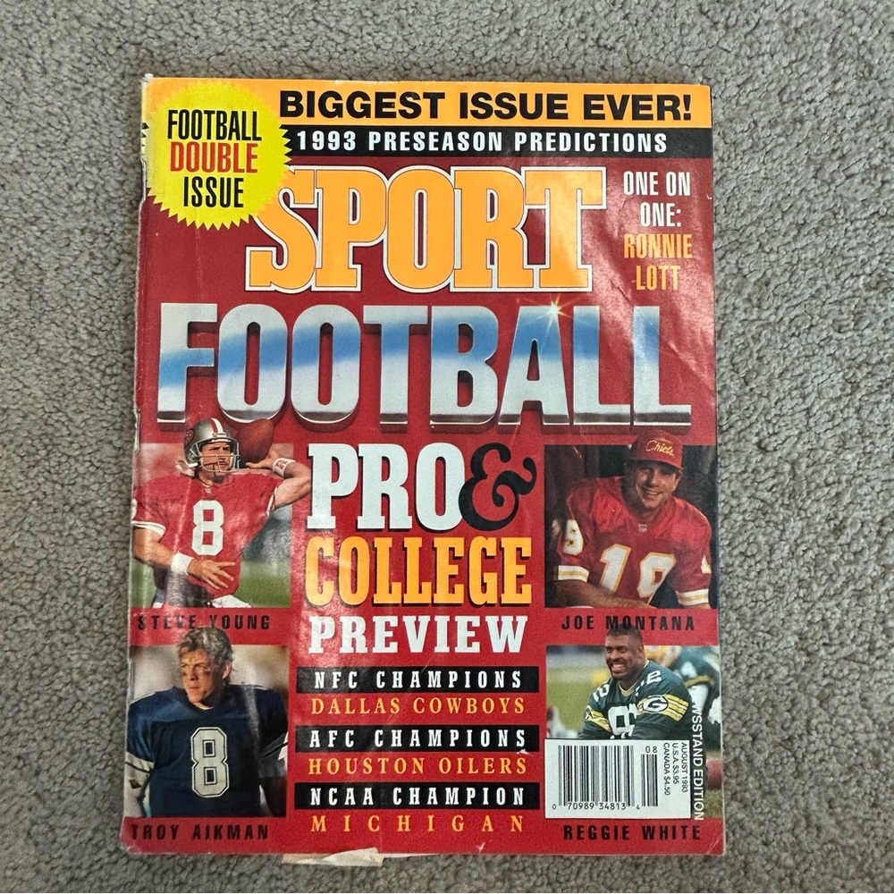 Sport Football Aug 1993 Vintage collectable magazine